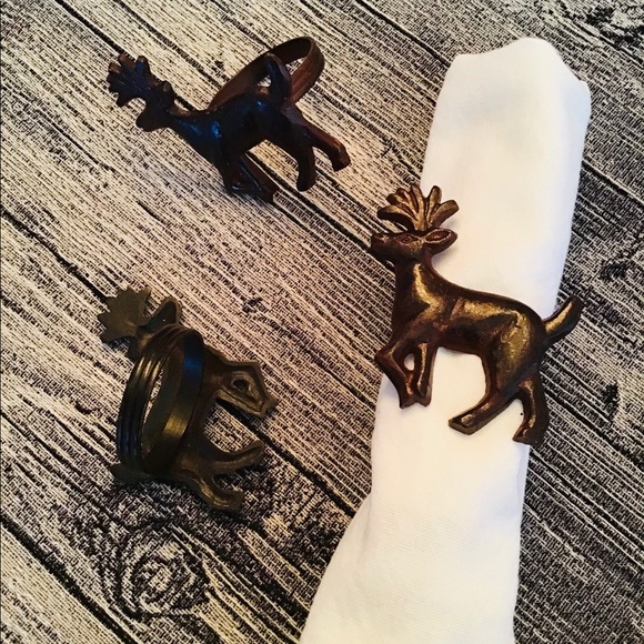 4 napkin rings (deers in brown metal ) - Picture 3 of 3